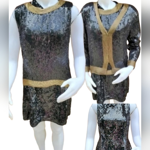 VTG sequin 4 piece  skirt,dress,shell  and jacket M - Picture 1 of 16